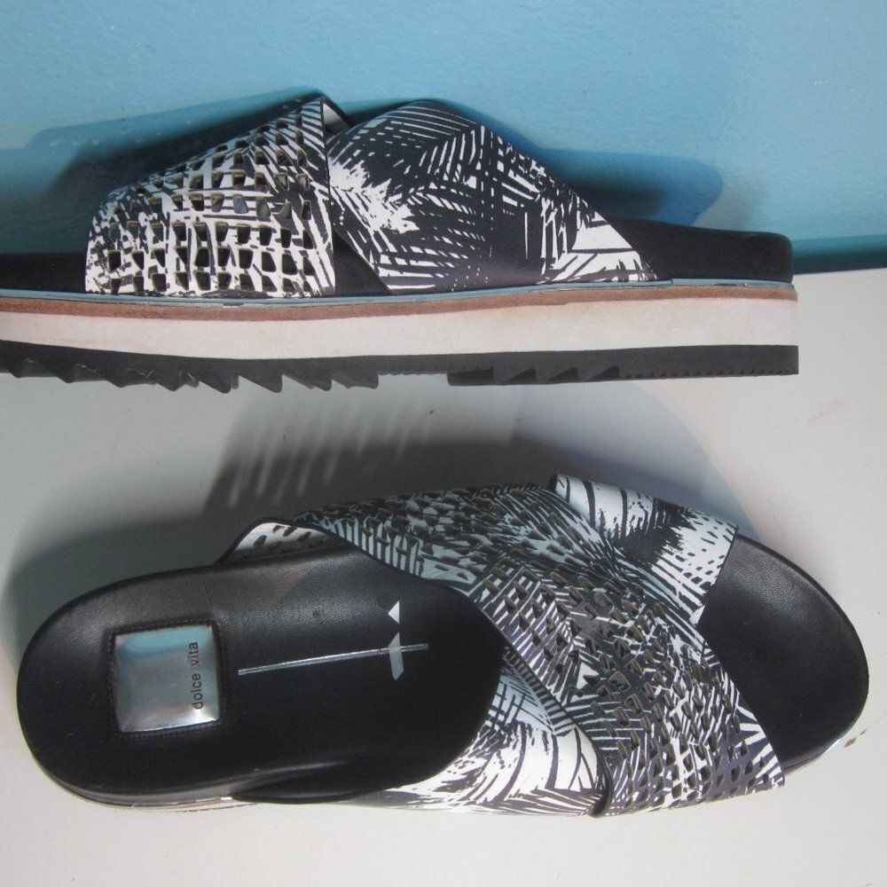 Dolce Vita Womens Size 10 Black & White Platform Slides Sandals